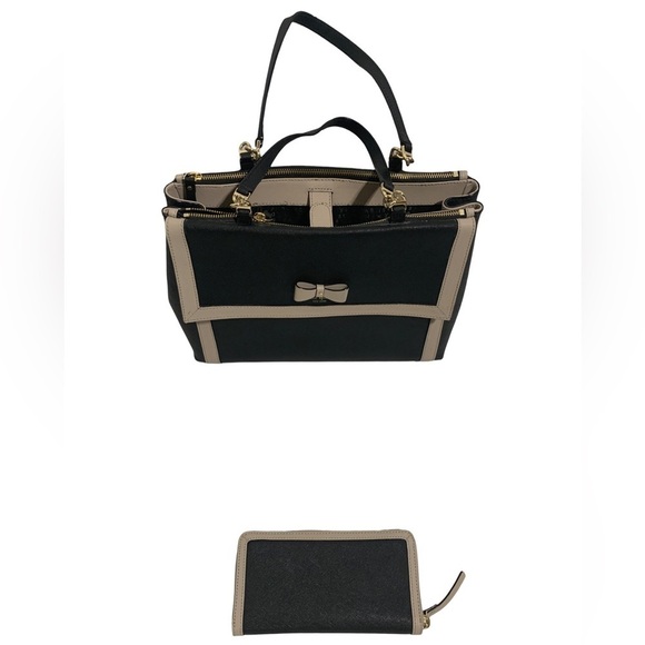 Kate Spade Hazel Court Mason Lacey Black and Gray Bow Handbag Tote Bag - Picture 4 of 12